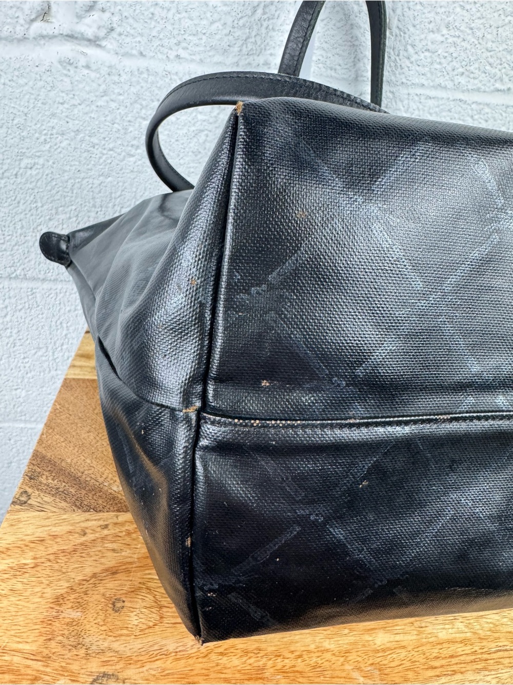 Longchamp Le Pliage Black Metallic Equestrian Logo Tote Bag Made in France - Picture 10 of 16